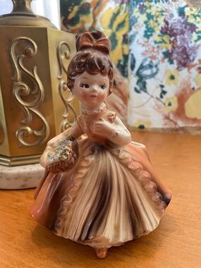 Vintage Napcoware Girl in Ballroom Gown Ceramic Planter Small Figurine 1960’s